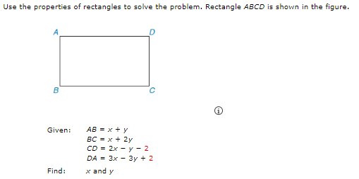 Solved Use the properties of rectangles to solve the | Chegg.com