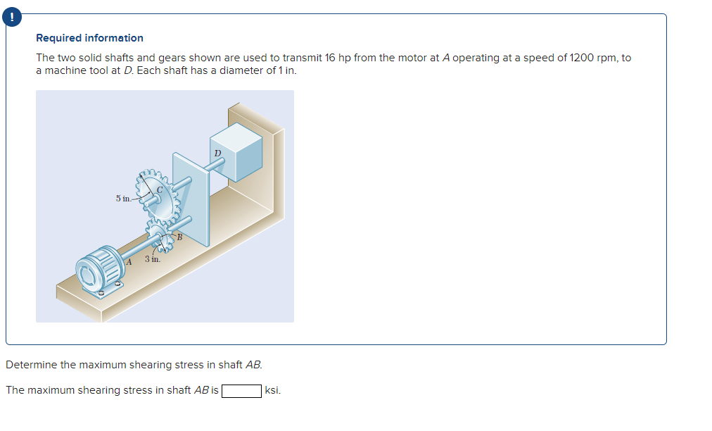 Solved Required information The two solid shafts and gears