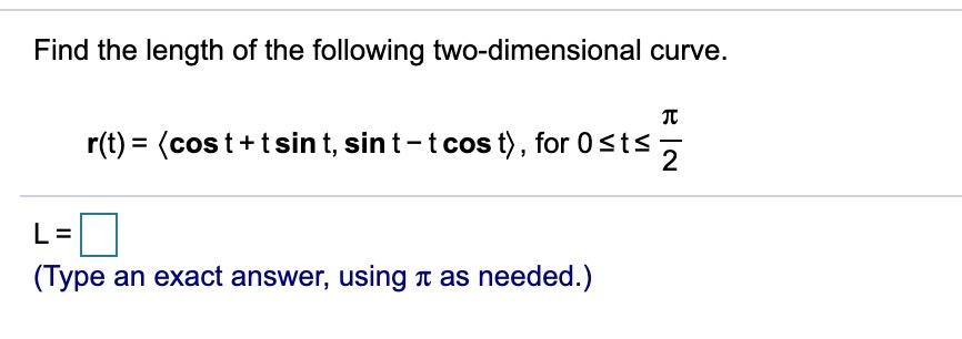 Solved Find The Length Of The Following Twodimensional