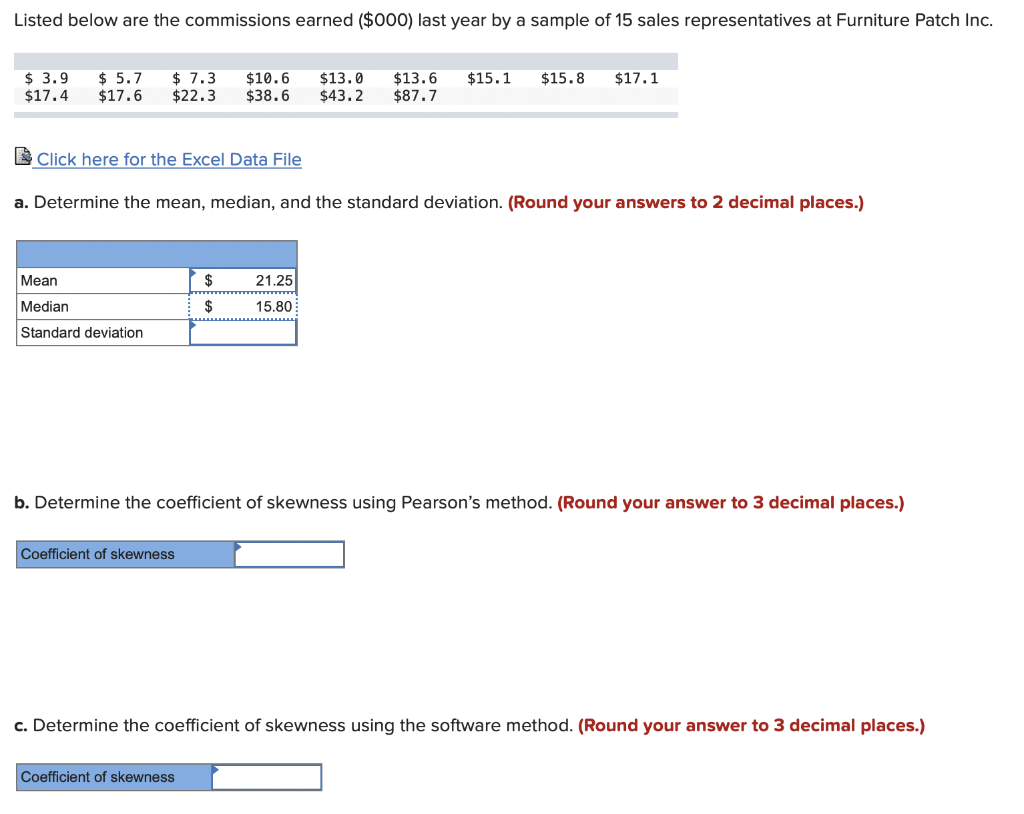Solved Listed below are the commissions earned (000) last