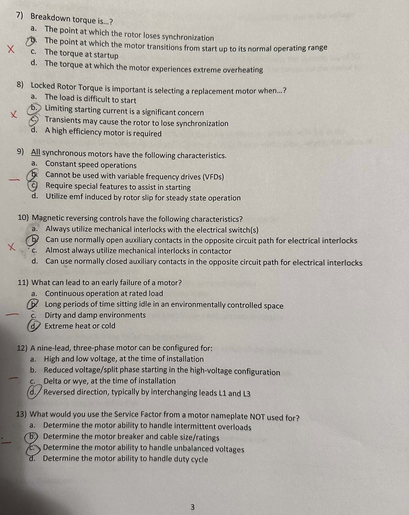 Solved 7) Breakdown torque is...? a. The point at which the | Chegg.com
