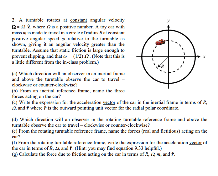 Solved 2. A turntable rotates at constant angular velocity