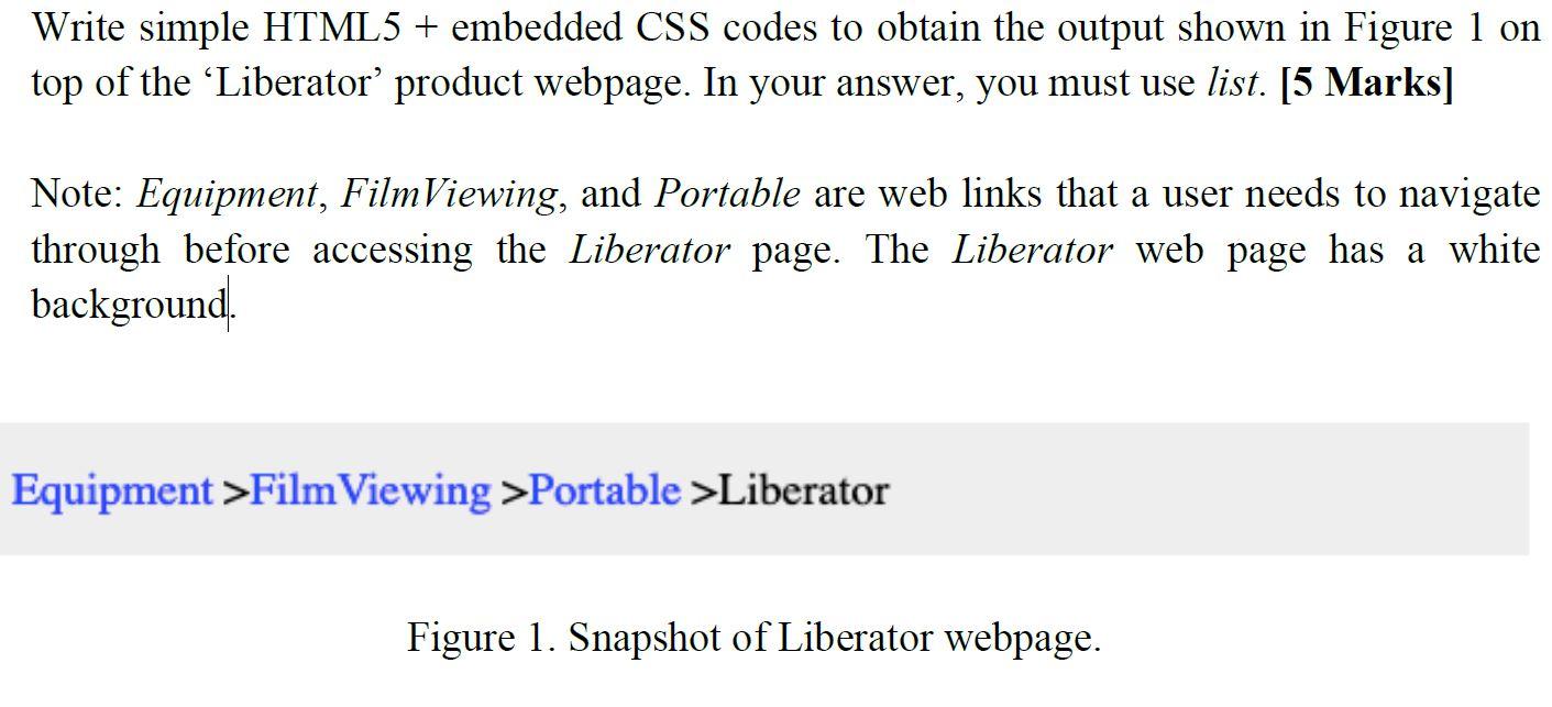 Solved Write simple HTML5 + embedded CSS codes to obtain the