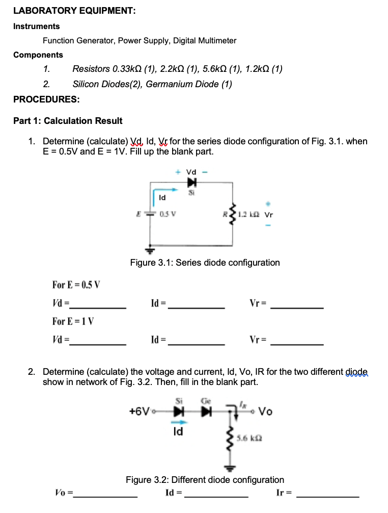 Solved EXPERIMENT SERIES AND PARALLEL DIODE CONFIGURATION 2
