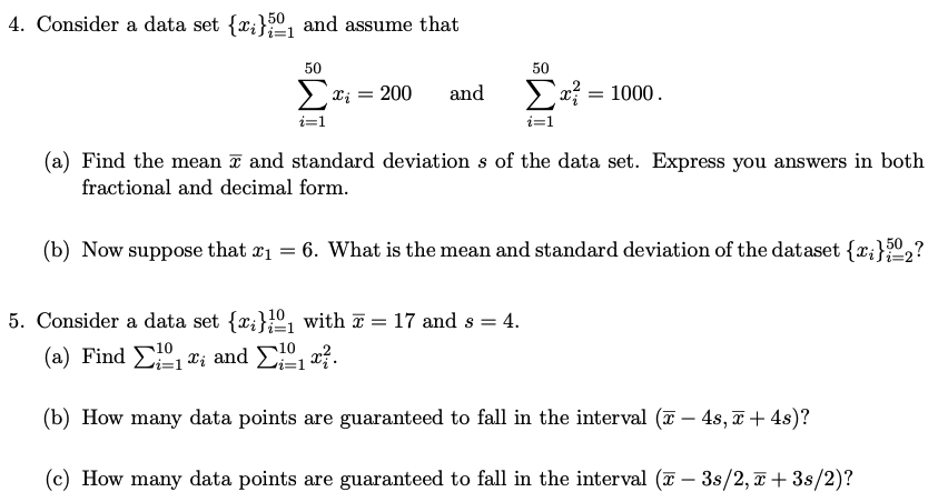 Solved Statistics/ 4. Consider A Data Set {Xi}50 I=1 And | Chegg.com