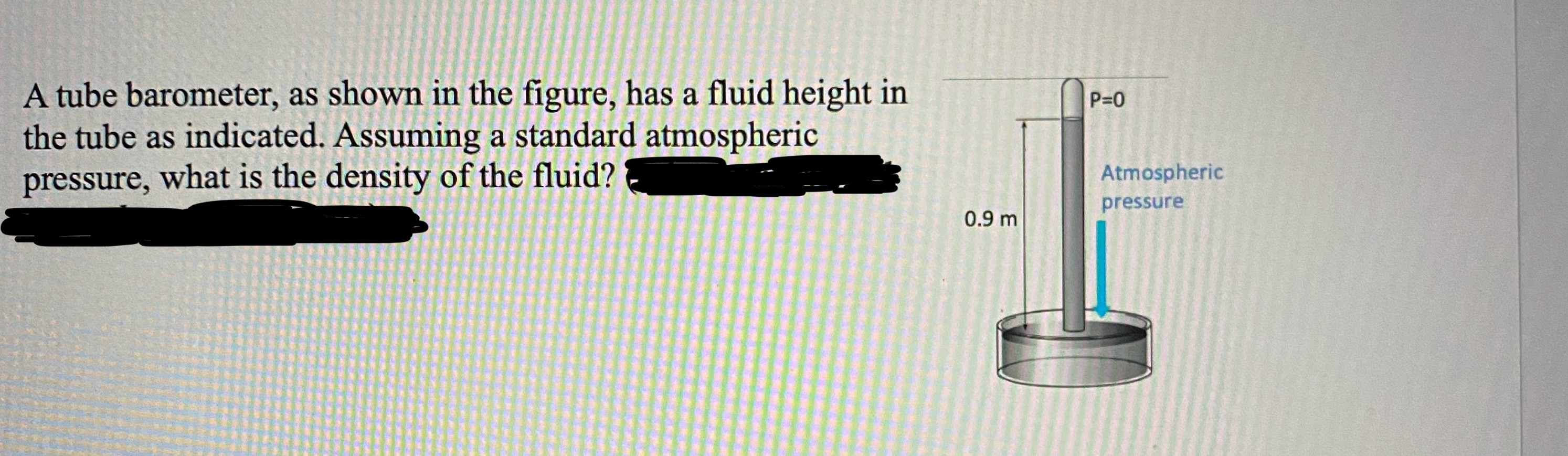 Solved A tube barometer, as shown in the figure, has a fluid