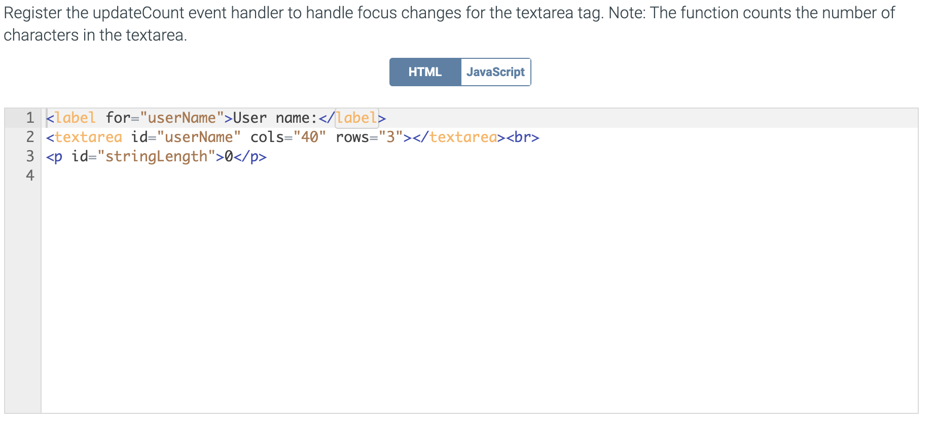 Solved Register the updateCount event handler to handle