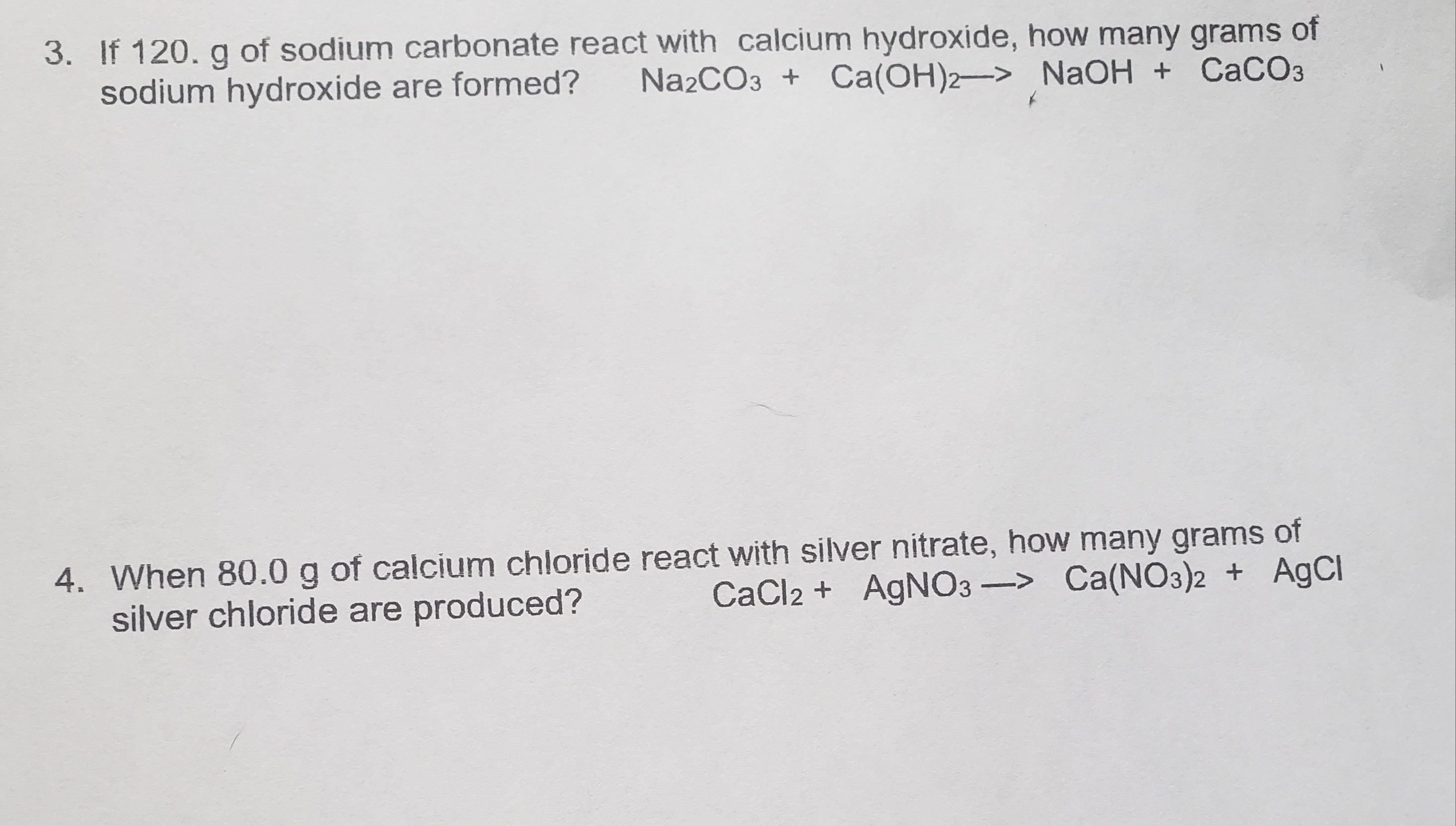 Solved 3. If 120.g of sodium carbonate react with calcium