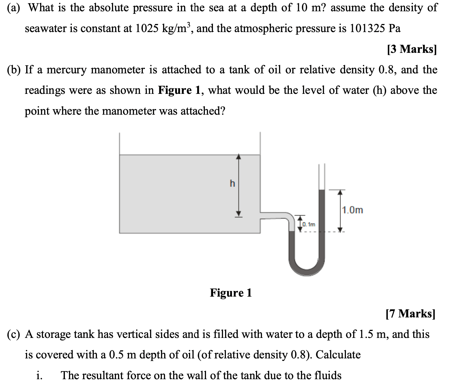 Solved (a) What is the absolute pressure in the sea at a