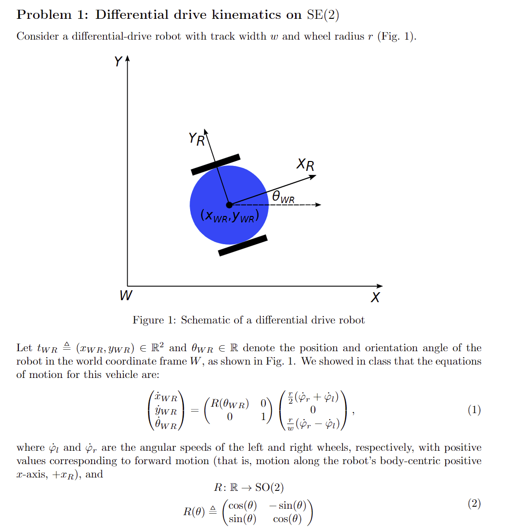 Problem 1 Differential drive kinematics on SE(2)