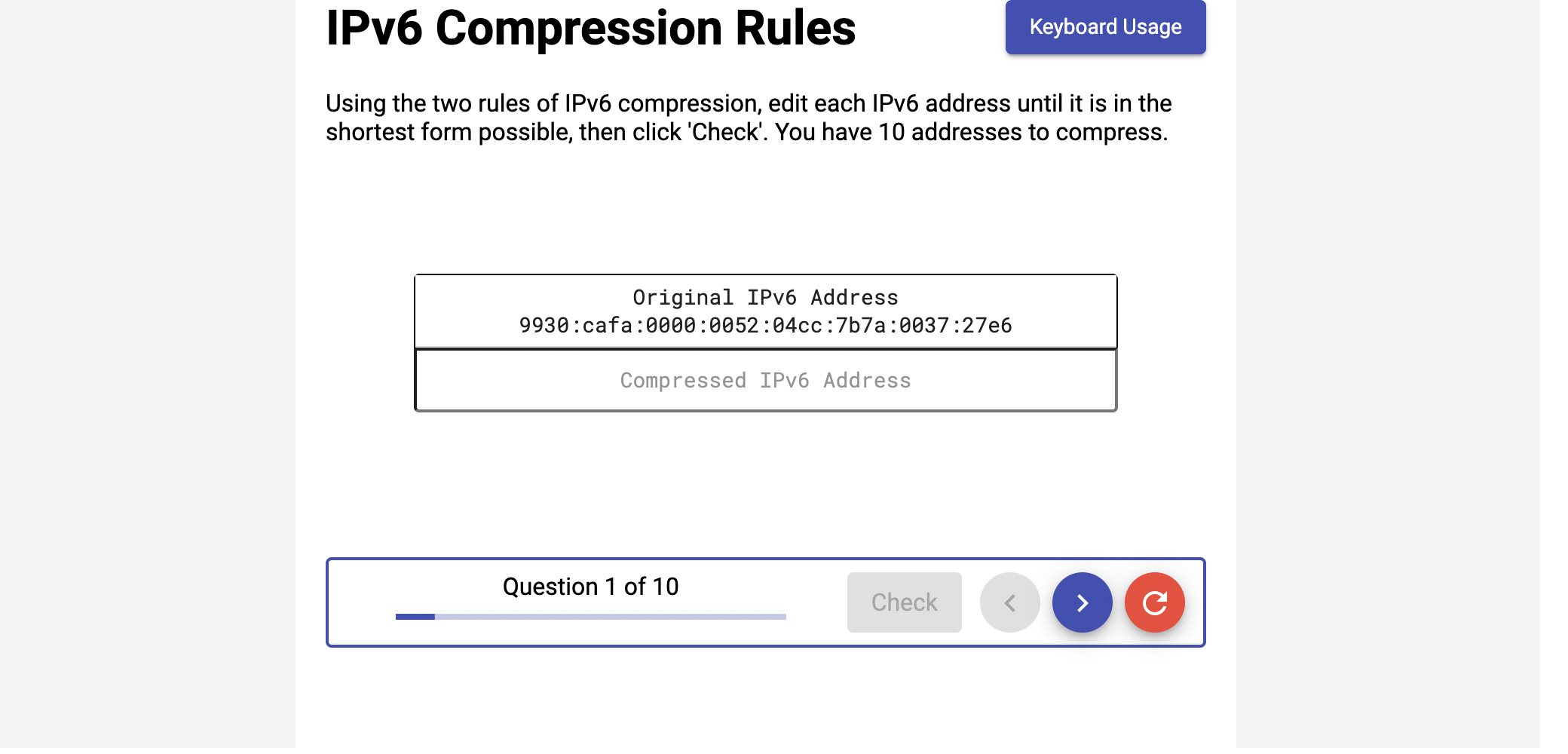 Solved IPv6 Compression Rules Keyboard Usage Using the two