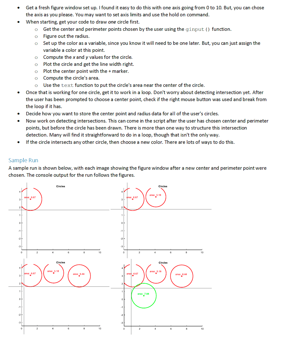 Solved Matlab Project: Circles and Intersections Drawing | Chegg.com