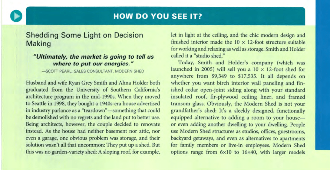 Solved HOW DO YOU SEE IT? Shedding Some Light on Decision