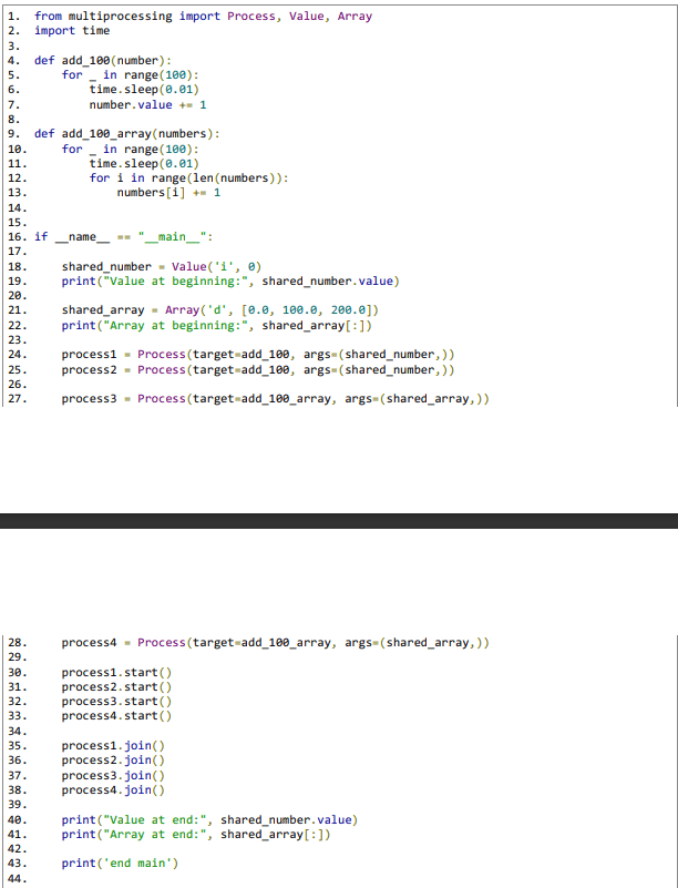 Solved 1. from multiprocessing import Process, Value, Array