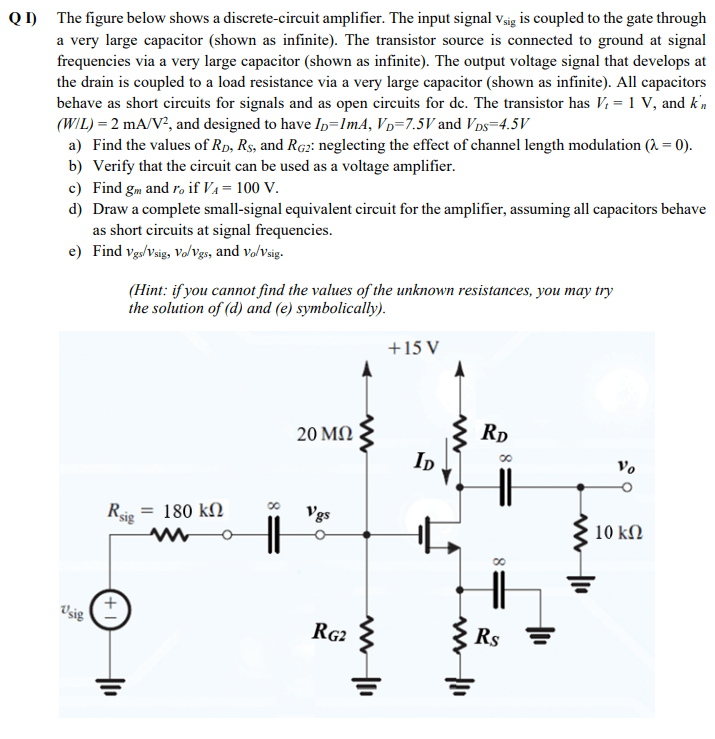 I) The figure below shows a discretecircuit
