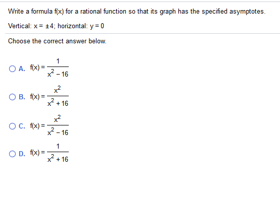 Solved Write A Formula F(x) For A Rational Function So Th...