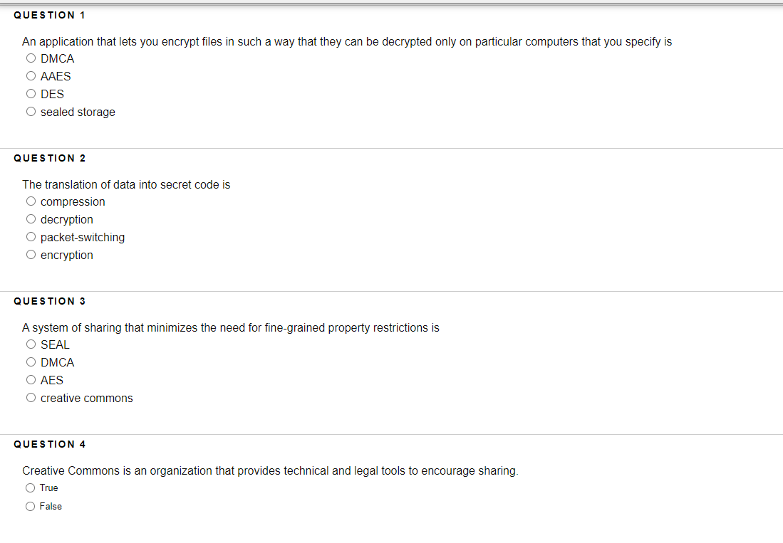 Solved QUESTION 1 An application that lets you encrypt files | Chegg.com