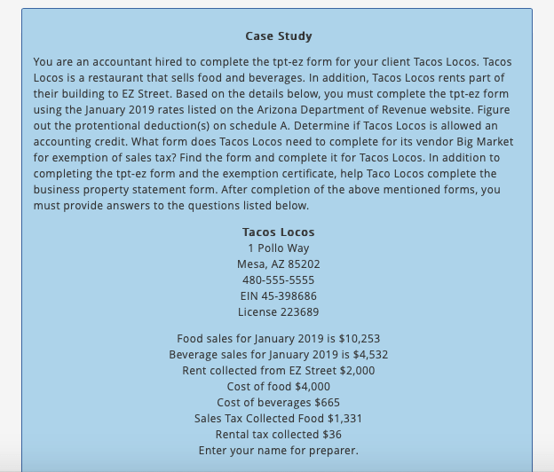 Case Study You are an accountant hired to complete