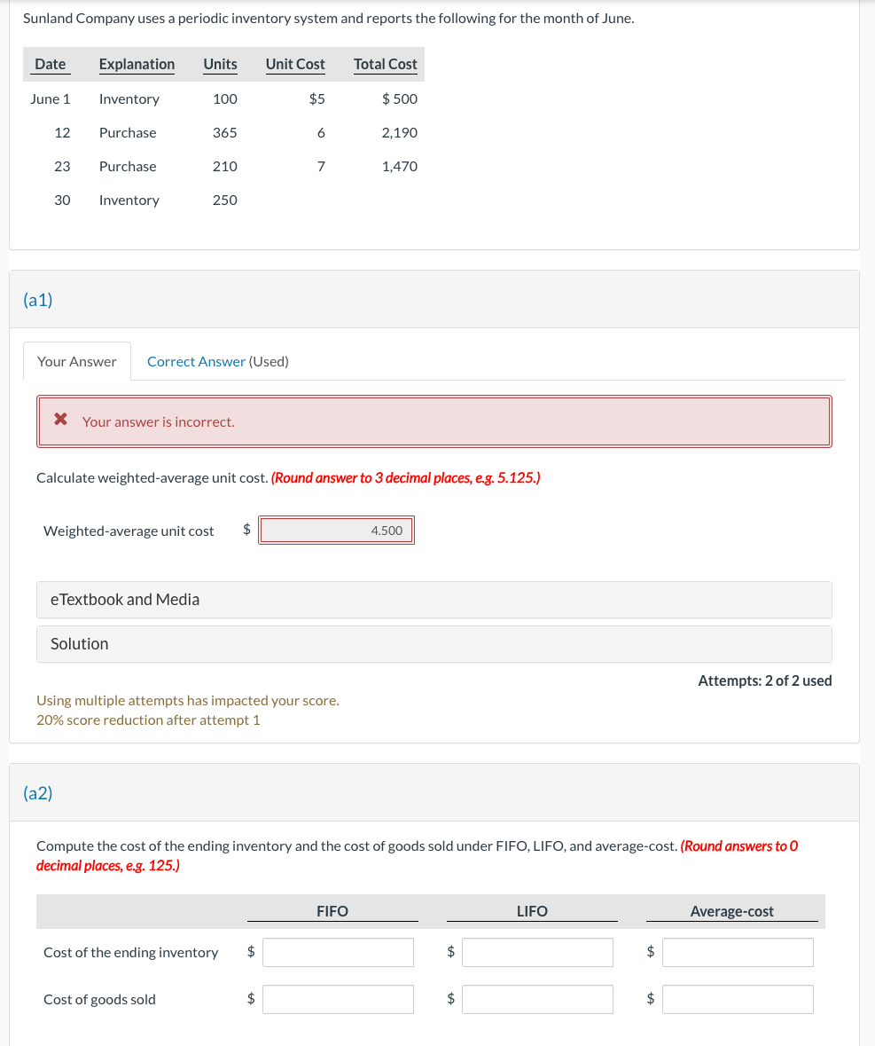Solved Sunland Company uses a periodic inventory system and