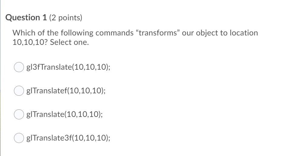 Solved Question 1 (2 points) Which of the following commands