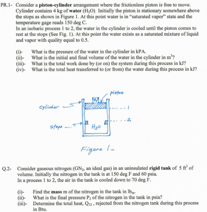 Solved 2.1 Consider a pistoncylinder arrangement where the