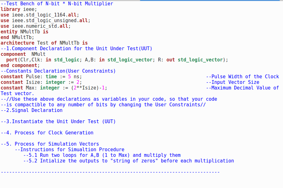 Solved Nbit Multiplier In VHDL Code I Need To Finish The...