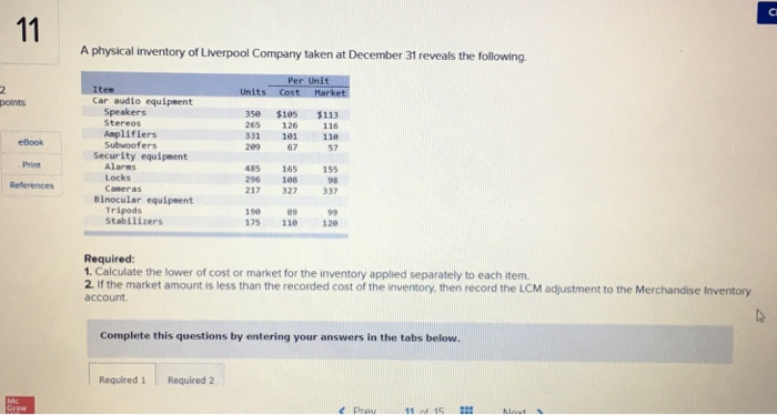 Solved A Physical Inventory Of Liverpool Company Taken At...