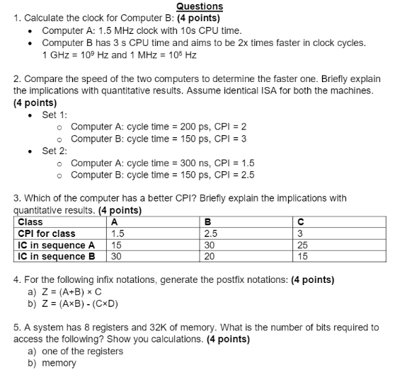 Solved Questions 1. Calculate the clock for Computer B (4