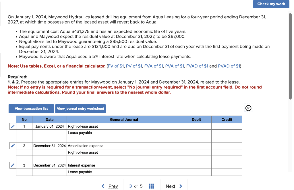 Solved On January 1, 2024, Maywood Hydraulics leased