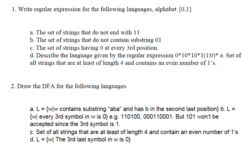 Solved 1. Write regular expression for the following