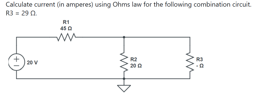Solved Calculate current (in amperes) using Ohms law for the | Chegg.com