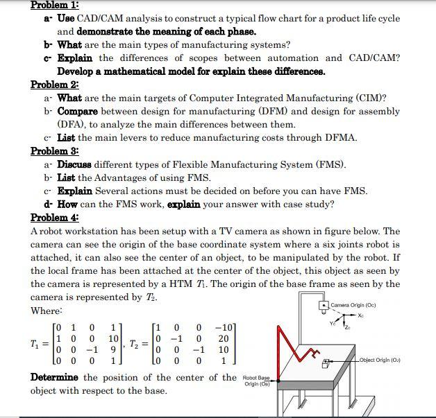 Solved a" Problem 1: a- Use CAD/CAM analysis to construct a | Chegg.com