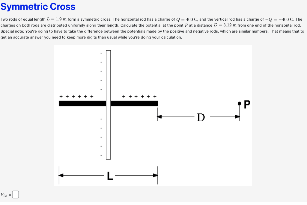 Solved Symmetric Cross Two rods of equal length L=1.9 m form