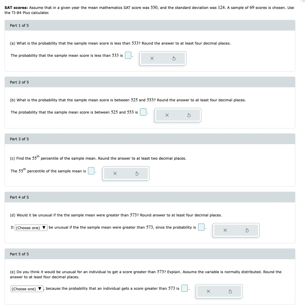 Solved SAT scores Assume that in a given year the mean