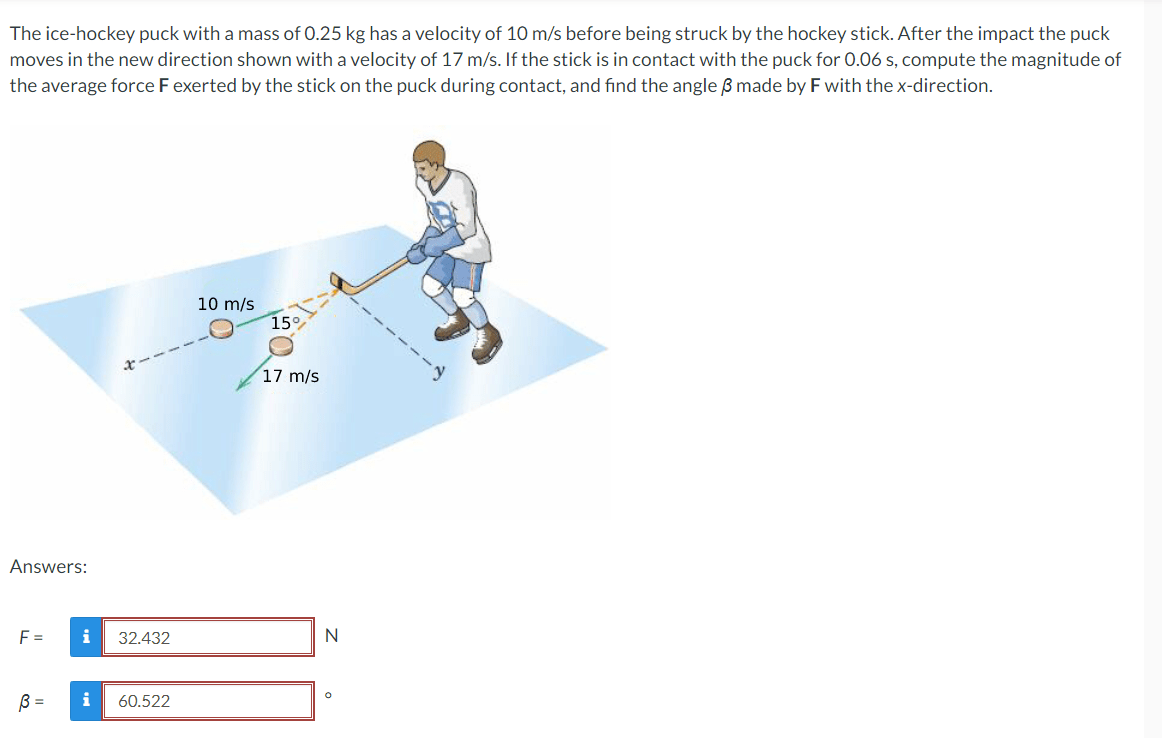 Solved The icehockey puck with a mass of 0.25 kg has a