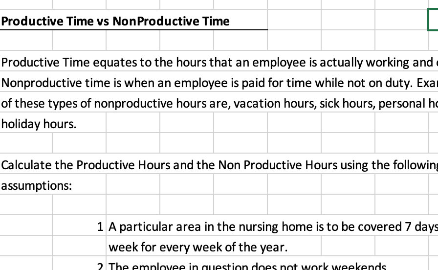 Solved Productive Time vs NonProductive Time Productive Time