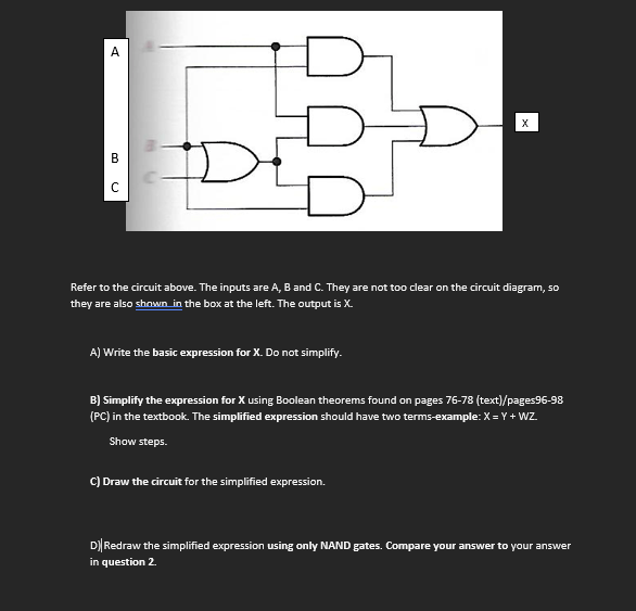 Solved А B C Refer to the circuit above. The inputs are A, B | Chegg.com