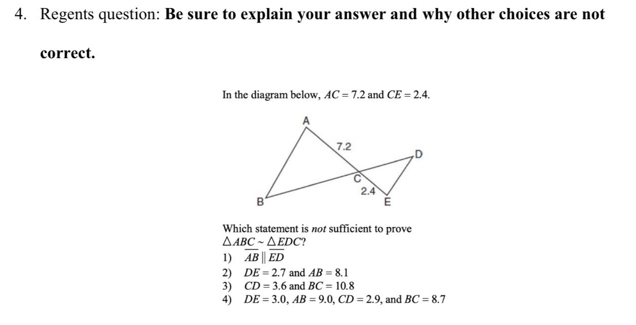Solved 4. Regents question: Be sure to explain your answer | Chegg.com