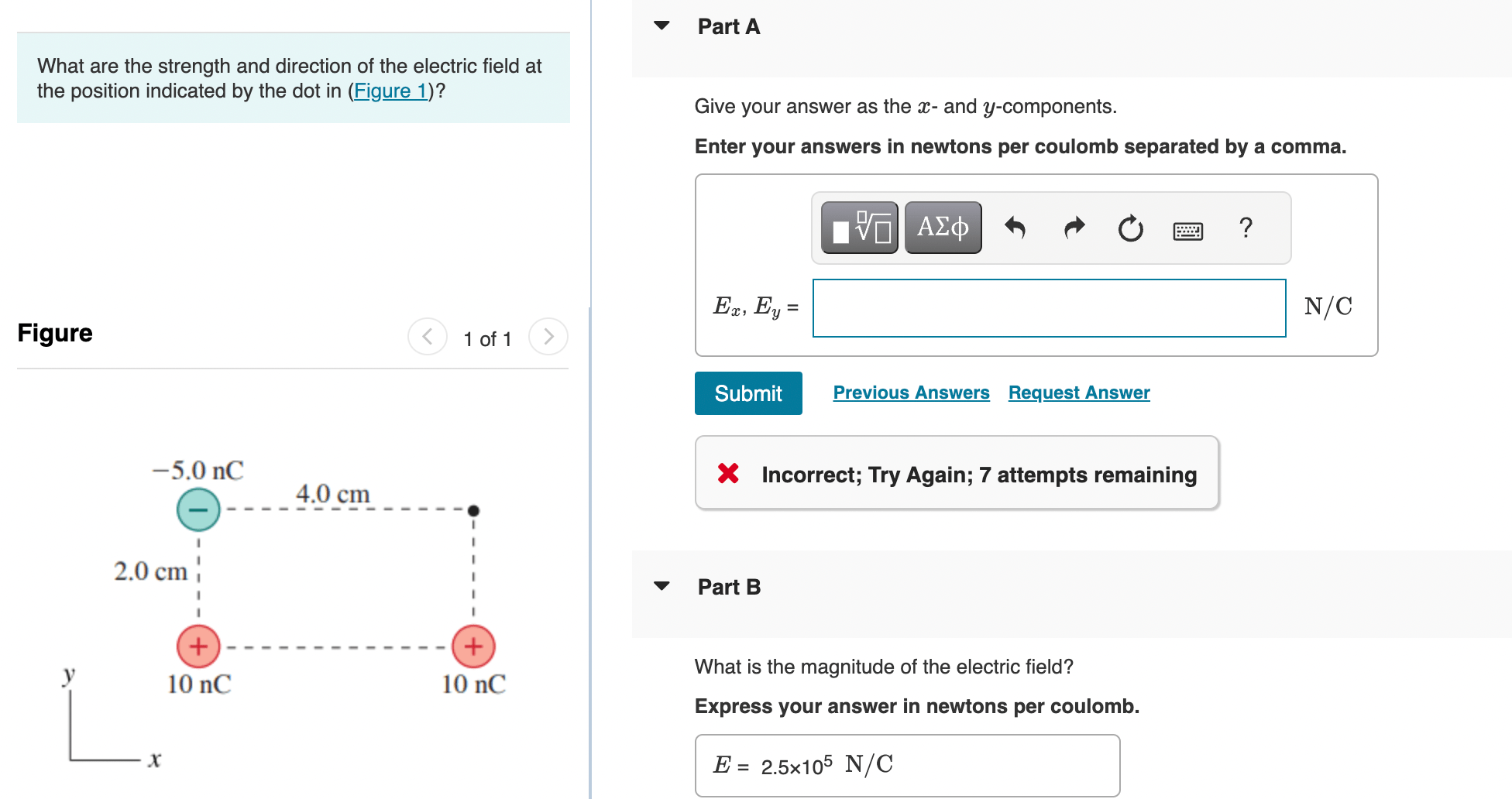 Solved What are the strength and direction of the electric | Chegg.com