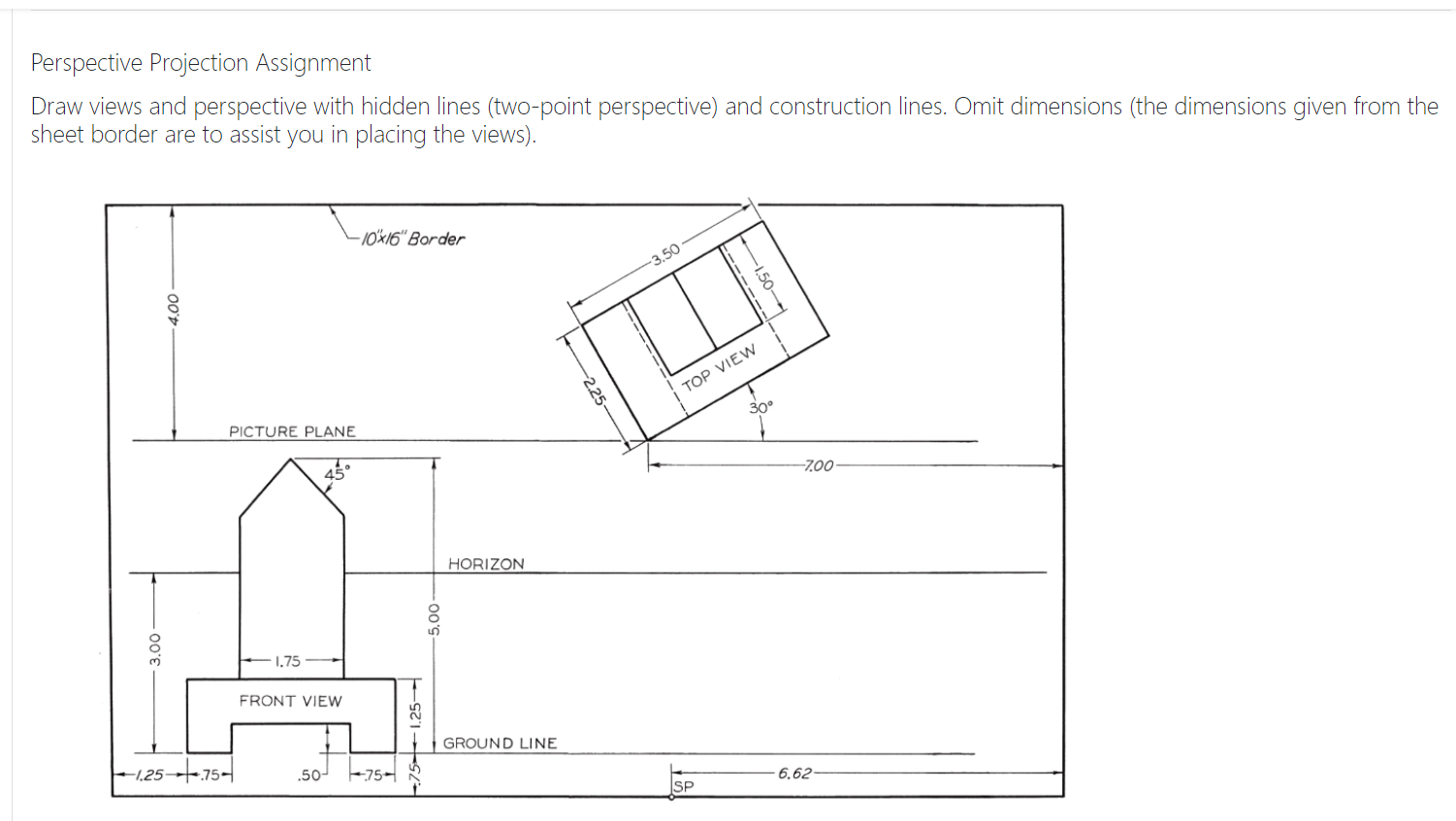 Solved Perspective Projection Assignment Draw views and | Chegg.com