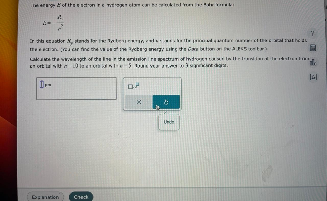 Solved E=−n2Ry In this equation Ry stands for the Rydberg