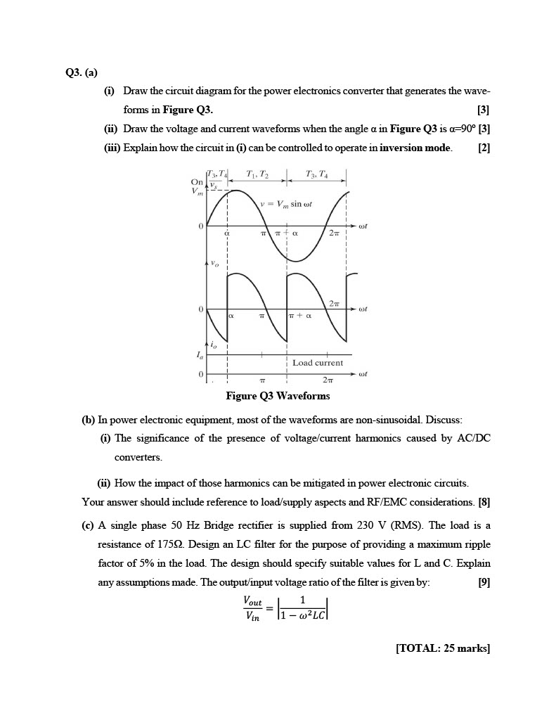 Solved Q3. (a) (i) Draw the circuit diagram for the power | Chegg.com