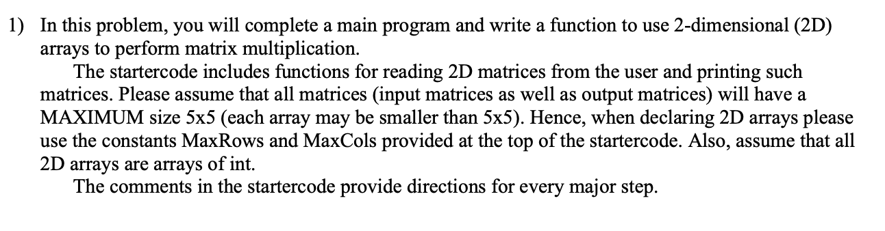 Solved In C++ Startercode Int Main() { // INSERT Code He...