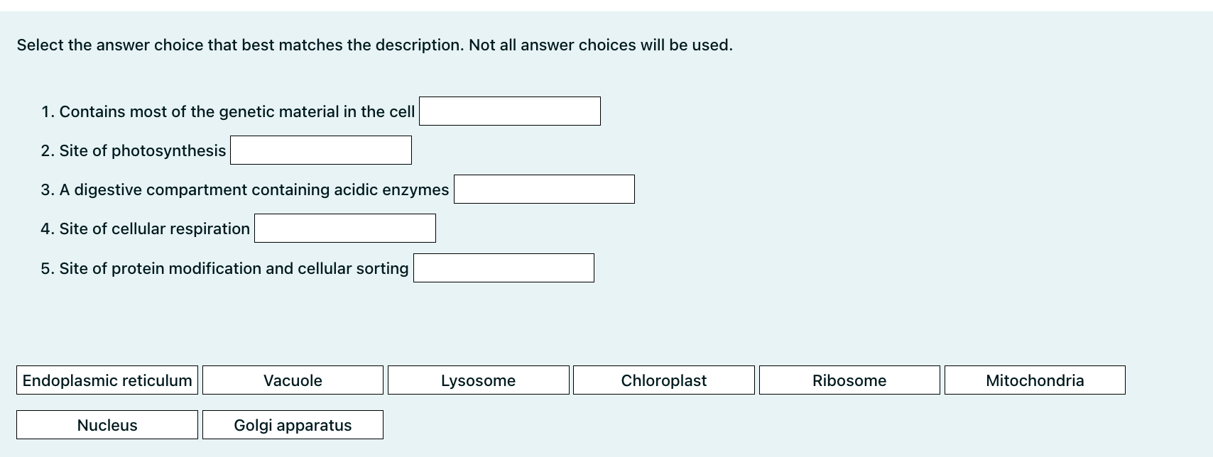 Solved Select the answer choice that best matches the | Chegg.com
