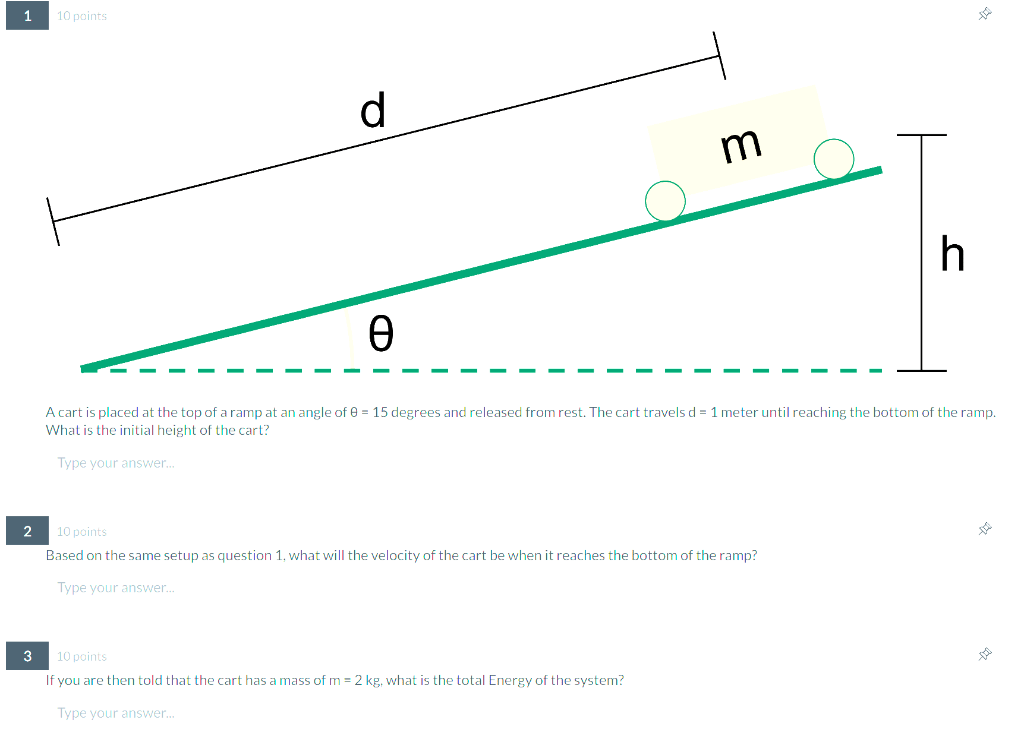 Solved A cart is placed at the top of a ramp at an angle of | Chegg.com