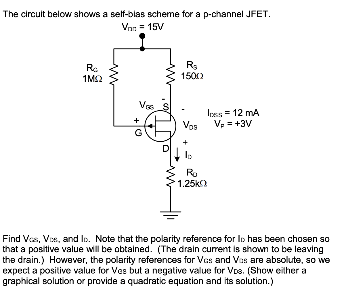 Solved The circuit below shows a self-bias scheme for a | Chegg.com