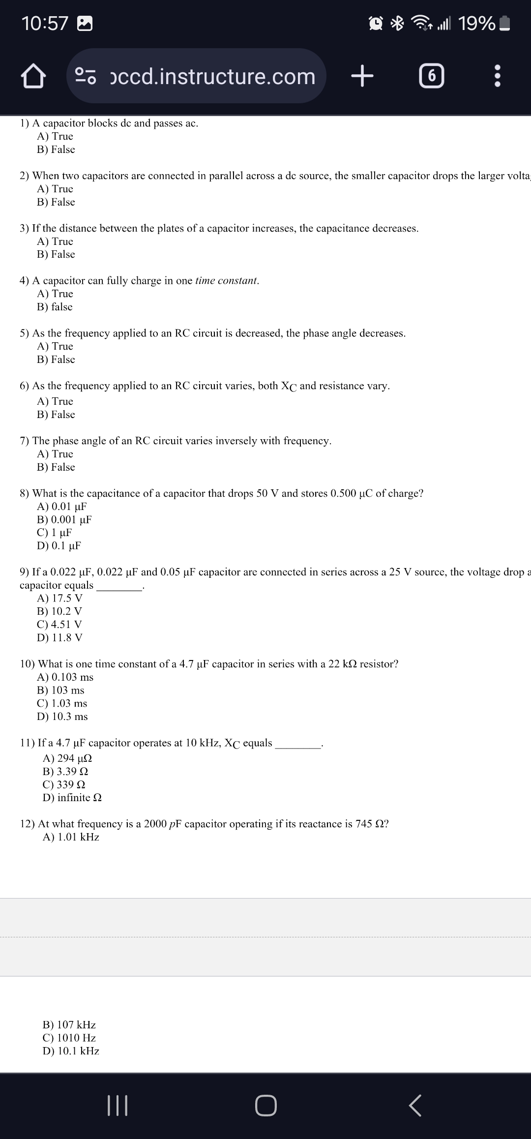 Solved 1) A capacitor blocks dc and passes ac. A) True B)