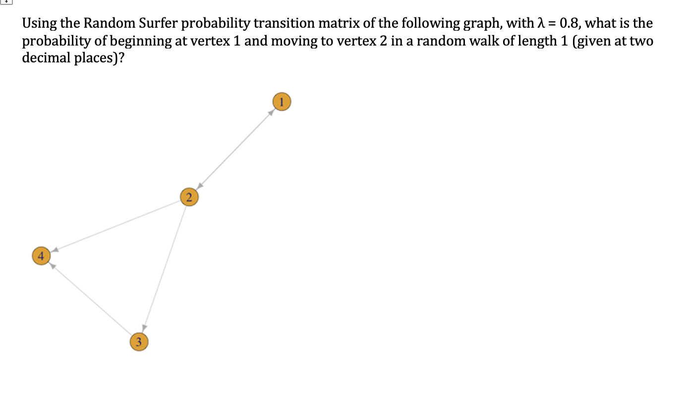 Solved Using the Random Surfer probability transition matrix