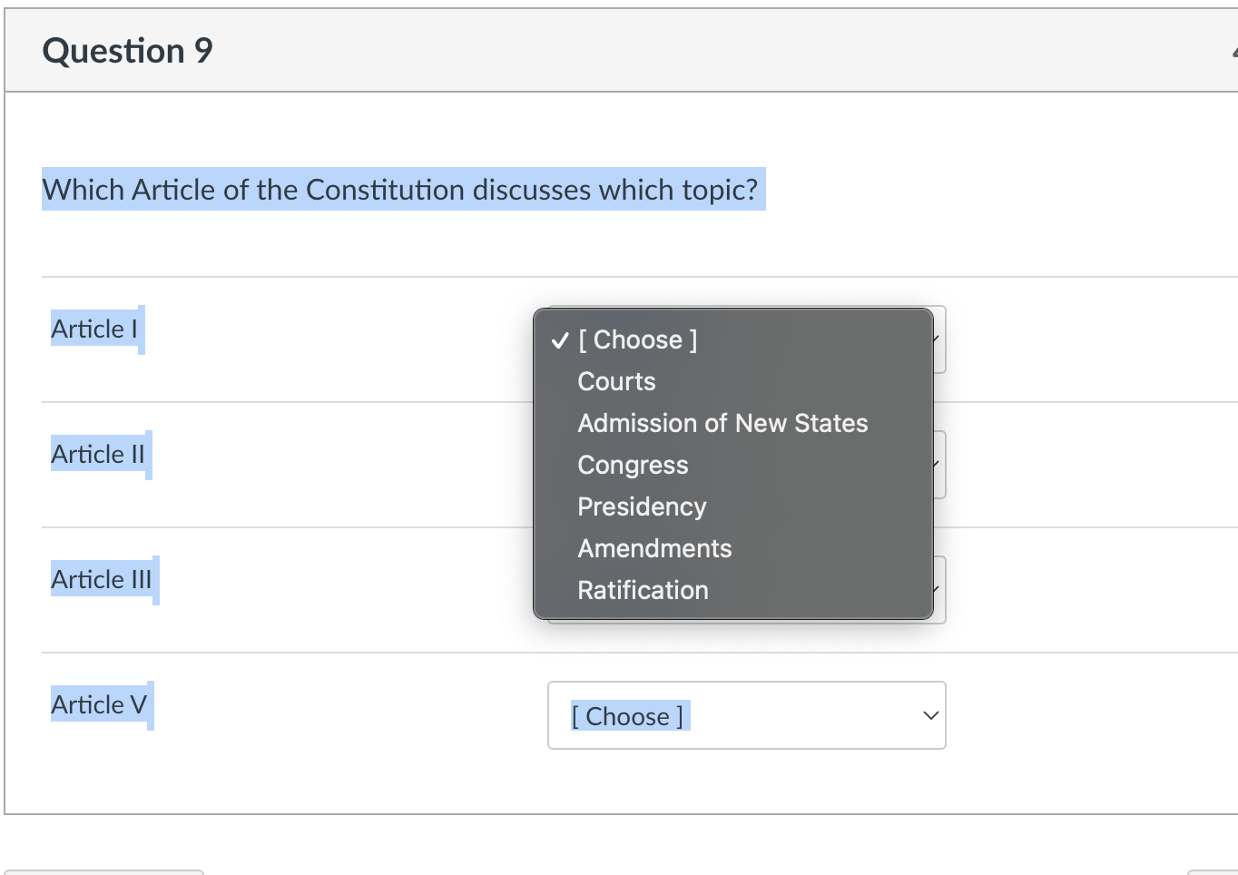 Solved Question 9 Which Article of the Constitution | Chegg.com