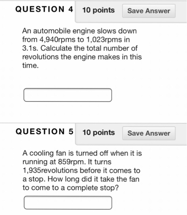 Solved An automobile engine slows down from 4, 940rpms to 1, | Chegg.com